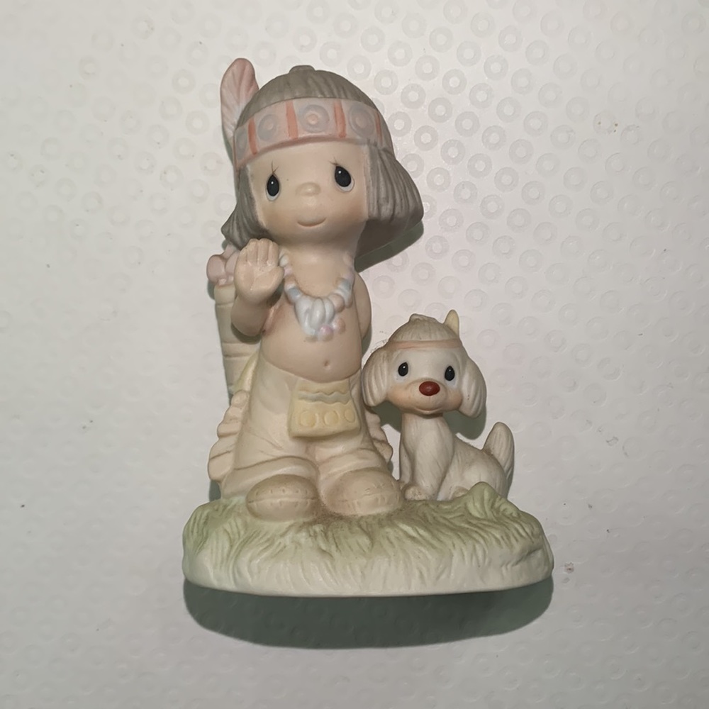 Precious Moments “O How I Love Jesus” Figurine Native American Boy and Puppy